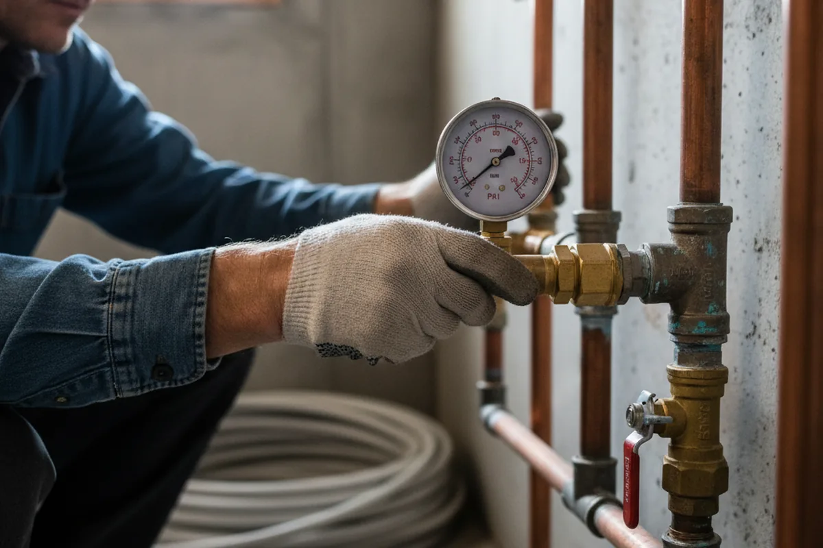 Pressure testing a repaired line during Water Line Repair in Melrose